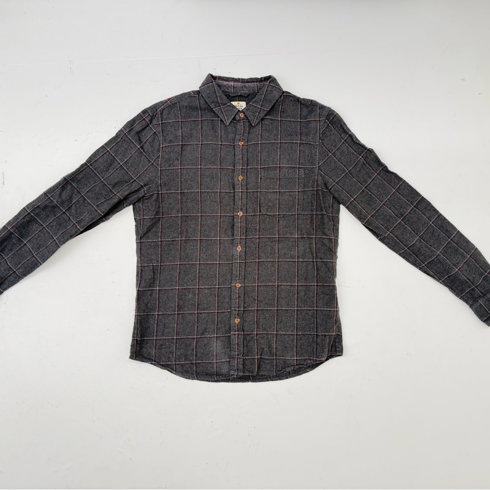 Marine Layer Dark Gray Plaid Button Down Shirt